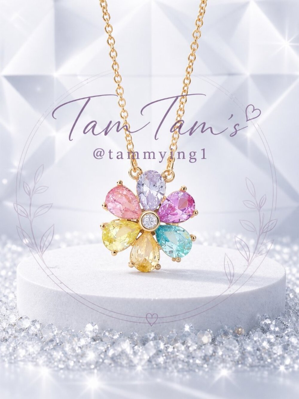 Park Lane Sorbet Flower Pastel CZ Necklace